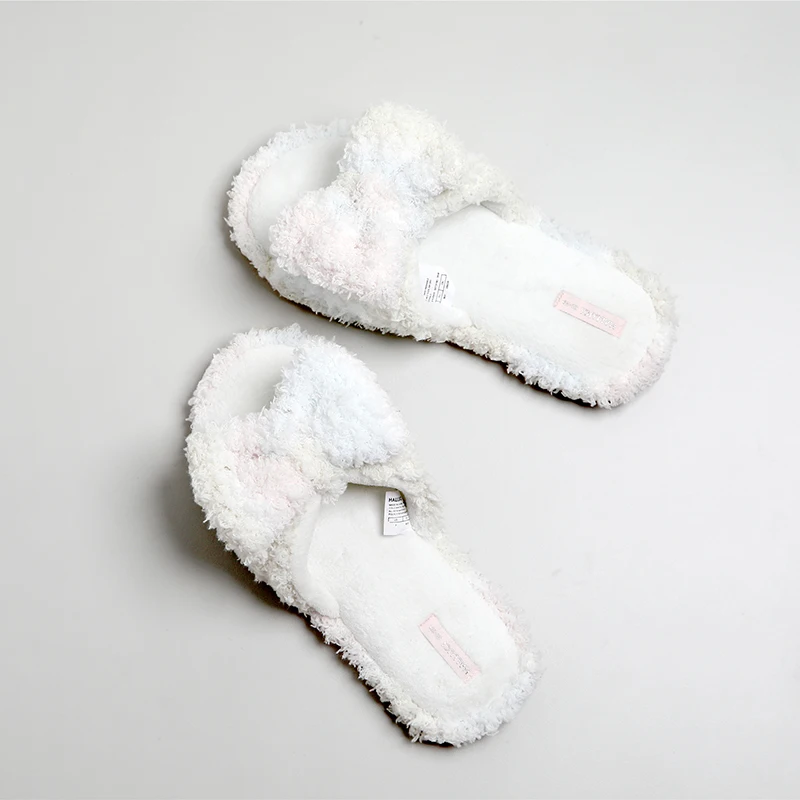 Autumn and winter new product macaron color matching bow soft soft mute indoor home slippers women