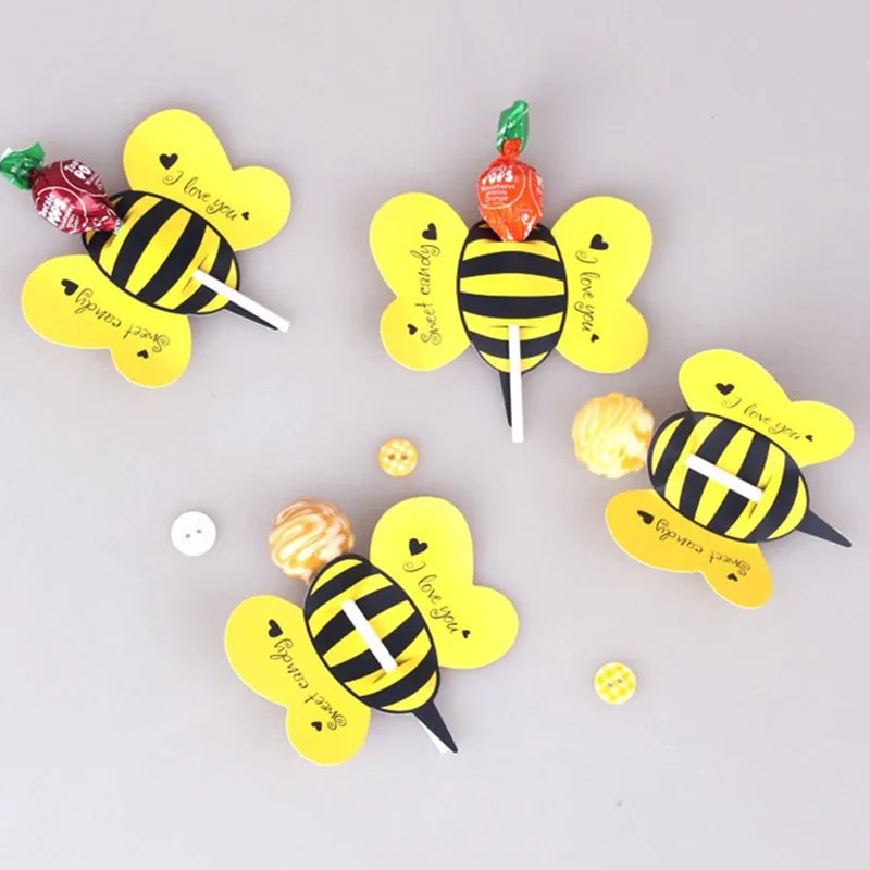50 штук пакет милые насекомые пчелы божья коровка бабочка леденец украшение карты