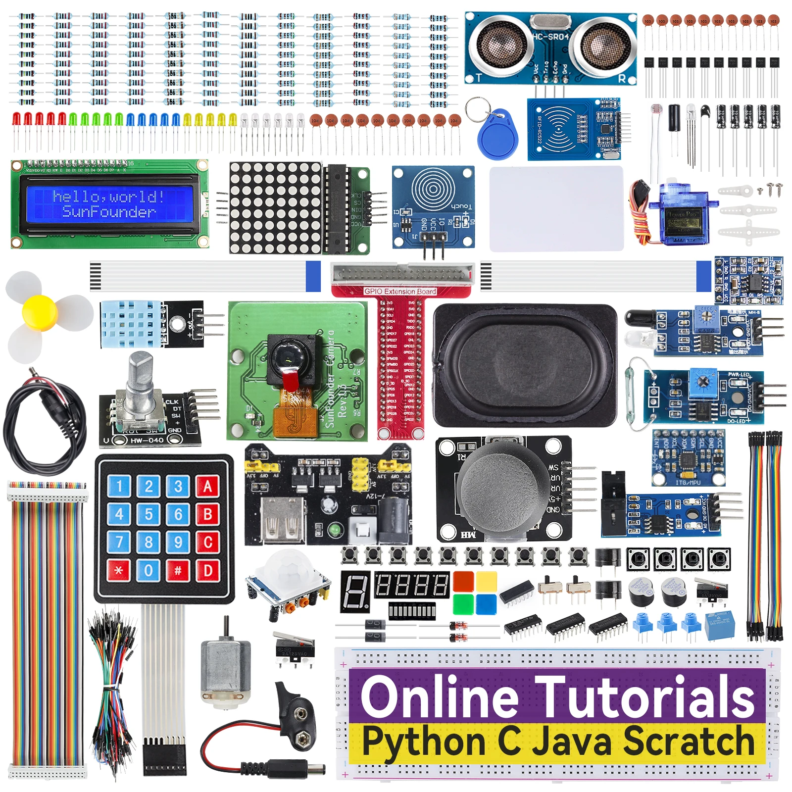 SunFounder Raspberry Pi Ultimate Starter Kit for Raspberry Pi 4B 3B+ 400,161 Projects, 337 Items (Camera Module, Speaker)