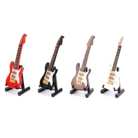 1 set mini electric guitar model miniature decoration musical instruments with case and stand