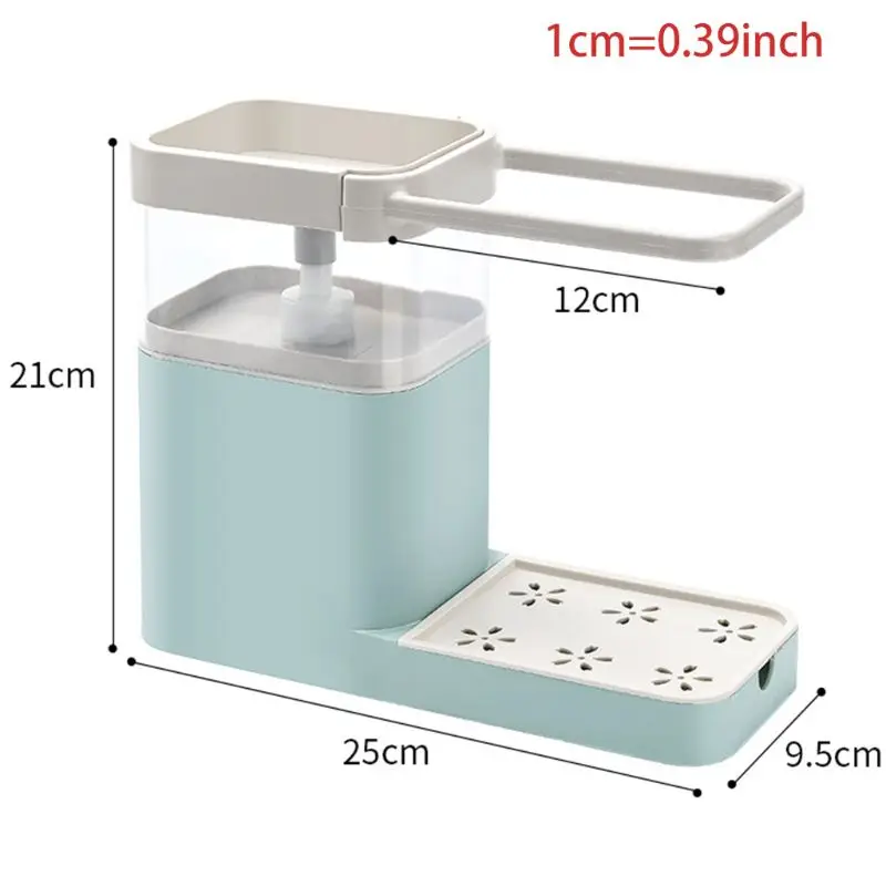 

3 in 1 Soap Pump Dispenser Cleaning Liquid Container Sponge Holder Dishcloth Towel Rag Hanger Drain Organizer