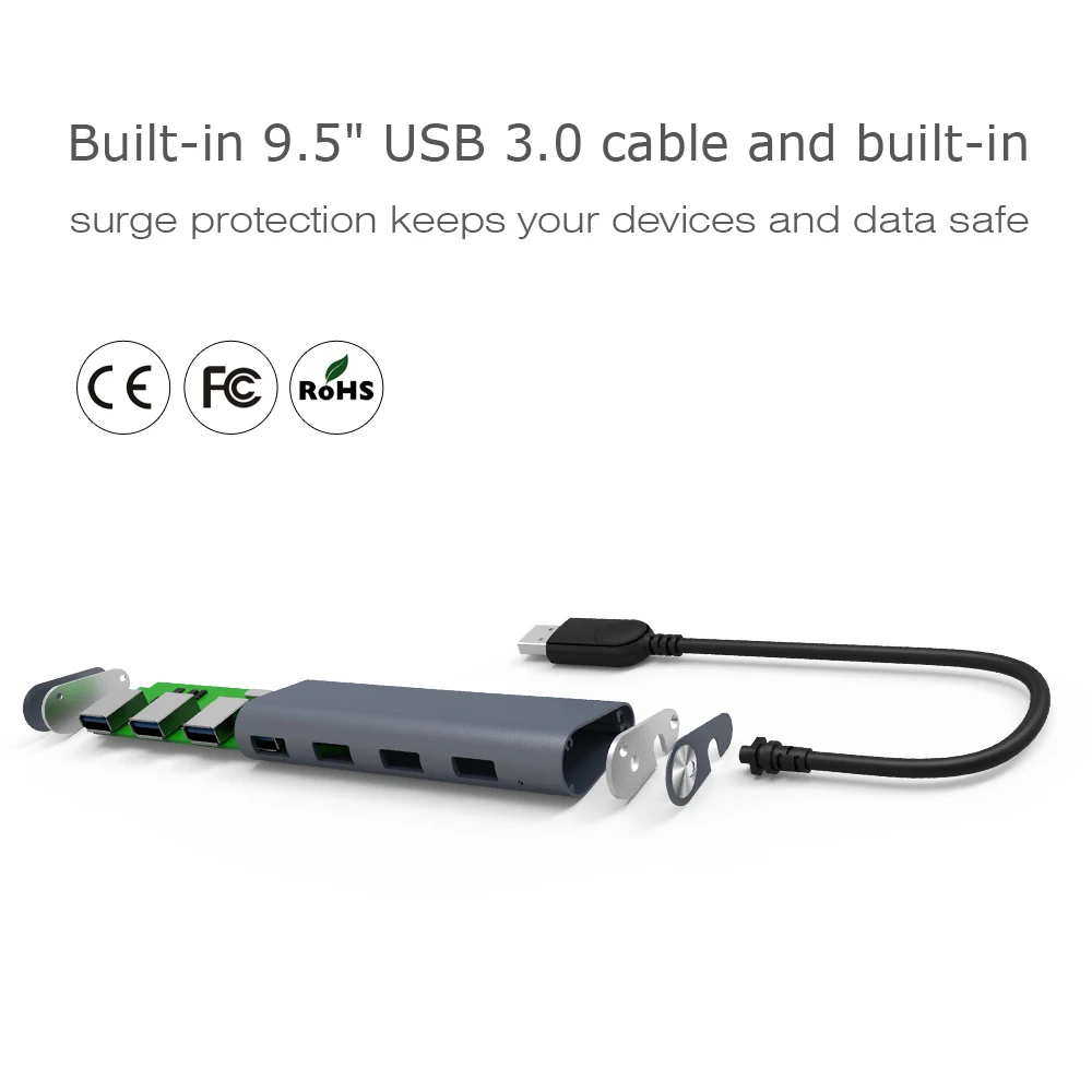 Суперскоростная 4 портовая док станция usb 3 0 5 Гбит/с алюминиевая стандартная