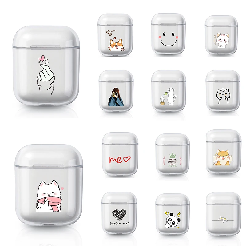 Прозрачный ТПУ чехол для переноски 1 2 Мода милый мягкий гарнитура AirPods Защитная