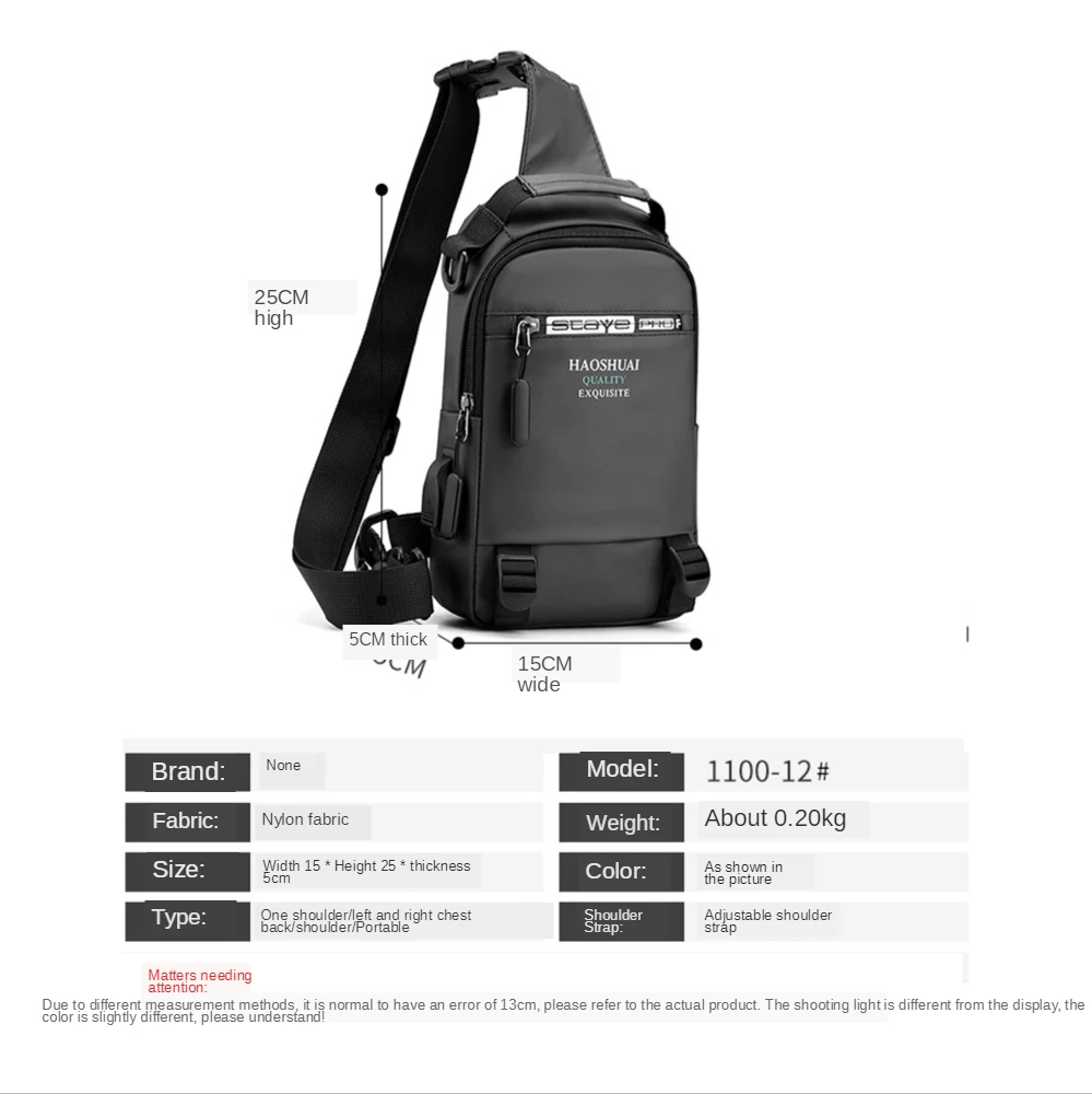

Casual Crossbody Chest Bag Sling Shoulder Men's Bag One Strap Lightweight Mini Male Bags Pouch Daypack For Travel Sport