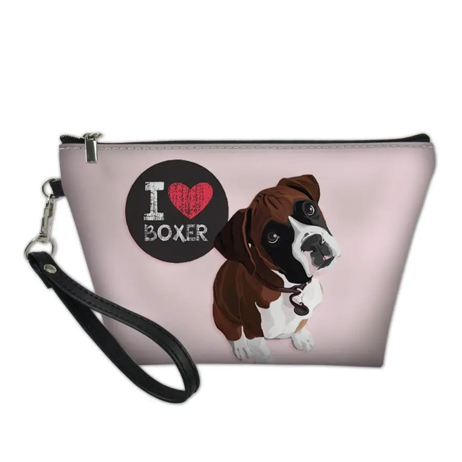 

Custom I Love My Boxer Dog Leather Cosmetic Bag Women Hanging Toalete Bag Makeup Bag Professional Beauty Suitcase Female