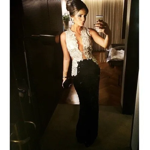 

Sequined Appliques Evening gown 2018 V-Neck Sleeveless Floor-Length sexy backless Party prom gown mother of the bride dresses
