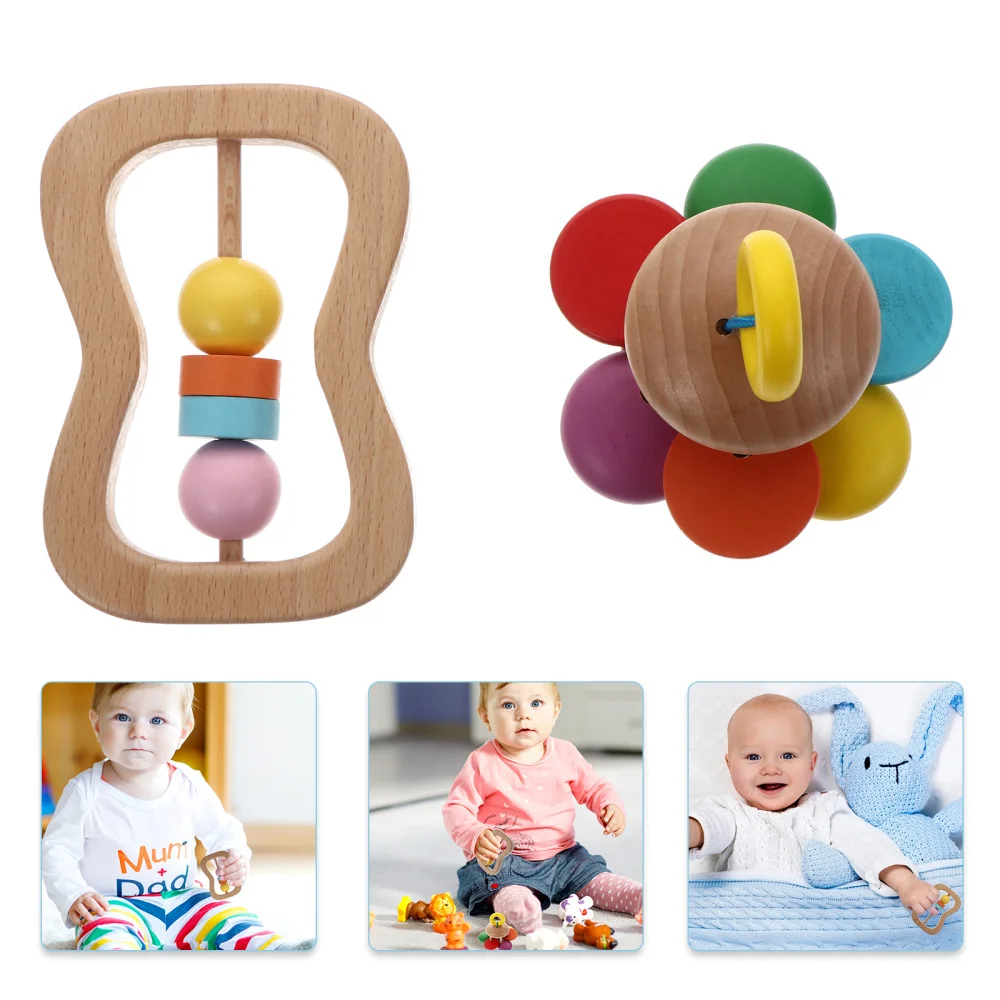 

2pcs Wooden Handbell Rattle Bell Toys Musical Instrument Early Educational Toys