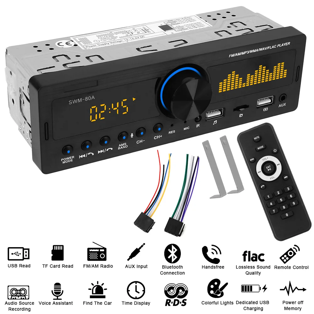 Автомагнитола мультимедийный стерео MP3 плеер с Bluetooth микрофоном функция