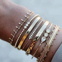 fashion personality lady bracelet creative retro metal round bead corrugated seven piece bracelet 2021 trend new party gift