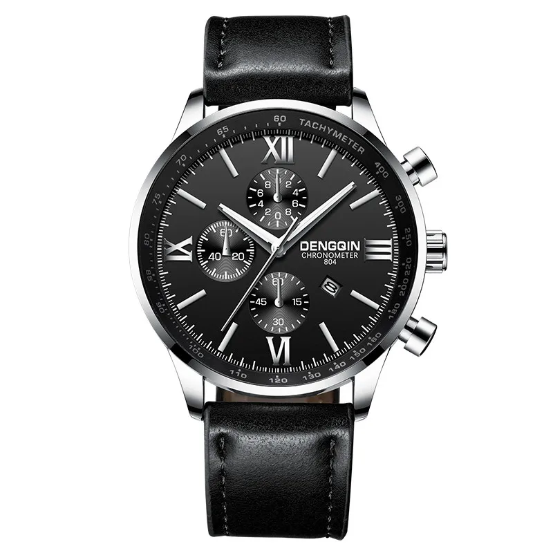 

Men's Leather Watches Quartz Wristwatches Military Casual Analog Quartz Date Wrist Watch Business Watches