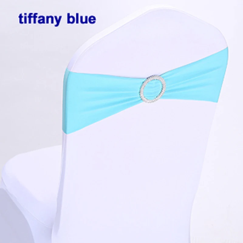 

10pcs decorative simple style wedding party birthday banquet hotel chair 15*35cm elastic Chair Sash bands cover with buckle