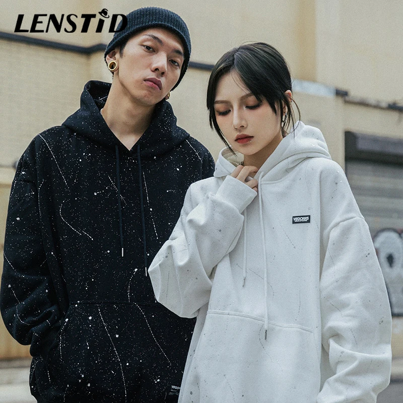 Мужские Зимние флисовые пуловеры LENSTID в стиле хип-хоп толстовки с принтом