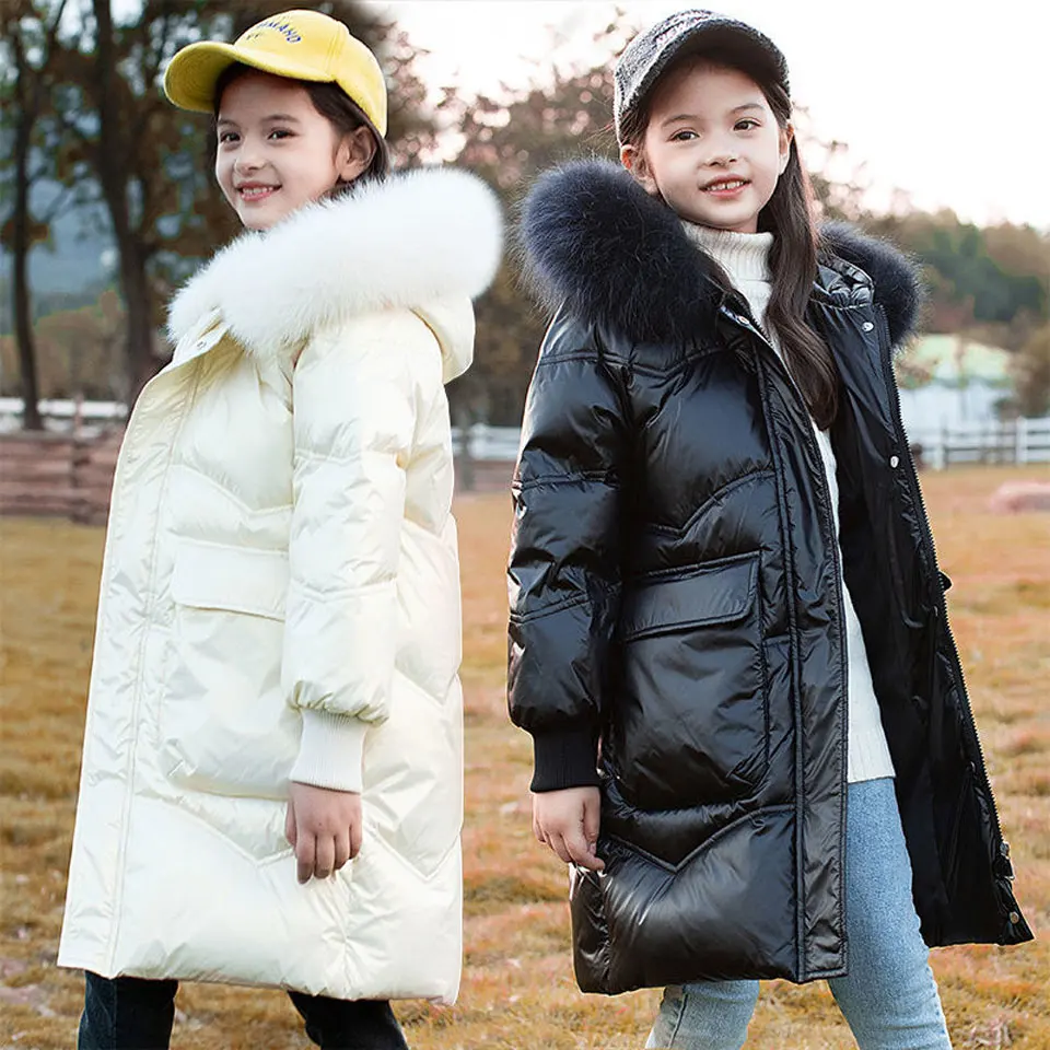 Winter Girls Waterproof White Duck Down Parkas Coat Baby Kids Hooded Casual Fashion Baby Kids Girl Solid Color Jackets Outwear