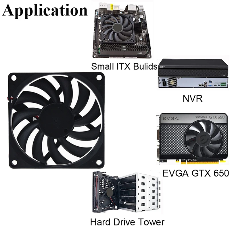 10шт Gdstime 80мм Компьютерный корпусный вентилятор x 10мм DC 5V 12V 24V 8см ПК Лэтоп CPU охлаждение двойной шарик USB 2PIN 3PIN вкл.