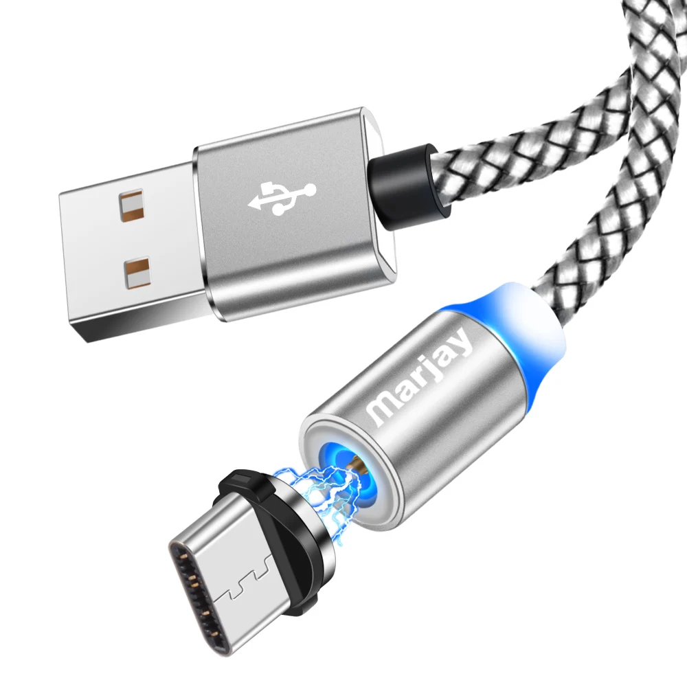 Marjay Магнитный зарядный кабель светодиодный Micro usb type C Магнитный usb зарядный кабель для iphone X 7 8 6 Xs Max XR samsung S9 зарядное устройство