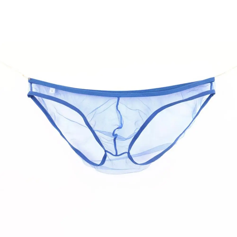 

Men Sexy See-Through Mesh Solid Color T-Back Thong Briefs Low Rise Underwear