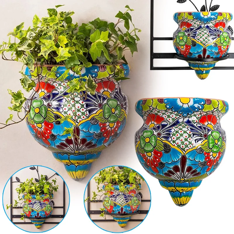 

Resin Flower Pot Handmade Statue Flat-Backed Wall Planter Crafts Decor for Home Gardening Ornaments FPing