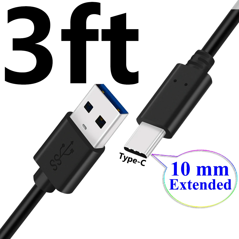3ft Cable Only 10 мм Расширенный наконечник USB-C кабель type C быстрое зарядное устройство переменного тока для AGM Blackview Oukitel UMiDiGi Doogee Ulefone Leagoo Zoji прочные телефоны - Тип штекера: 3ft Cable Only