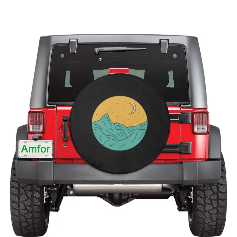 

Sand Dunes and Moon - Spare Tire Cover for Jeep Wrangler, Jeep Liberty, 2021 Bronco, RV, Camper - Optional Backup Camera Hole