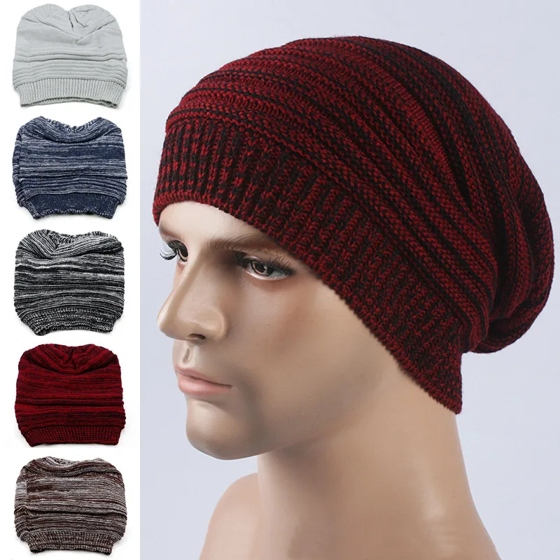 

Two-color multi-layer fold mixed color woolen hat for men and women autumn and winter warm hooded outdoor explosive knitted hat
