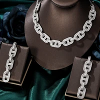 godki trendy luxury 2pcs geometric statement jewelry sets for women wedding full cubic zircon dubai bridal jewelry set 2021