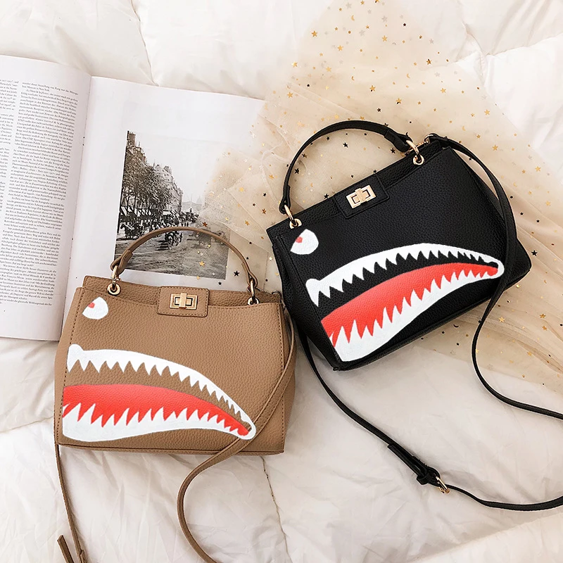2019 граффити акула рот унисекс сумка через плечо большой емкости портативные