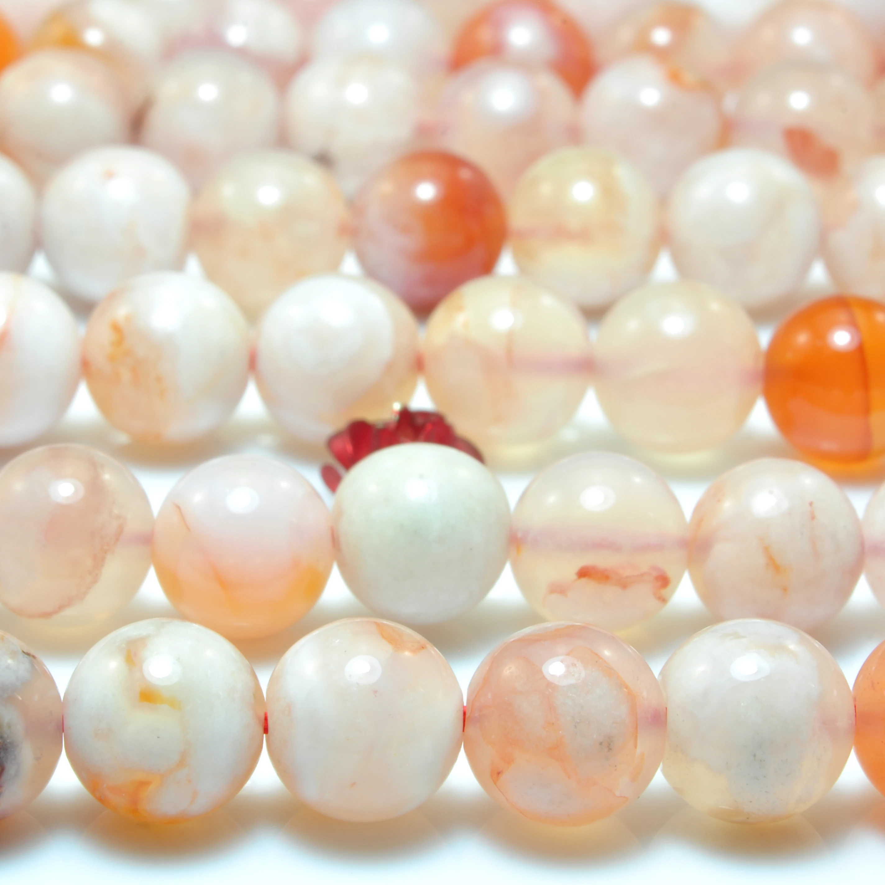Натуральный агат цветущей вишни гладкие круглые бусины россыпью розовый оптовая