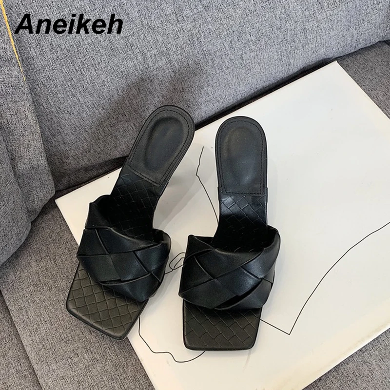 Новинка 2021 летние модные женские шлепанцы Aneikeh с квадратным носком сандалии на