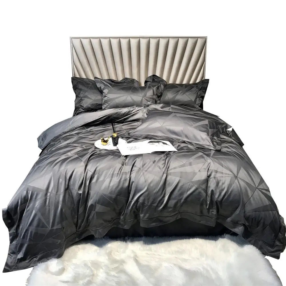 

Italian Light Luxury High-end Grey Embroidery Bedding Bedding Bedding 100 thread Jacquard Cotton 4-piece Quilt Cover