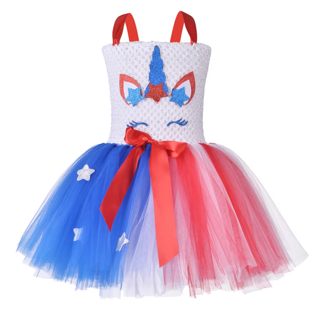Платье-пачка принцессы с единорогом для девочек Детская одежда в американском