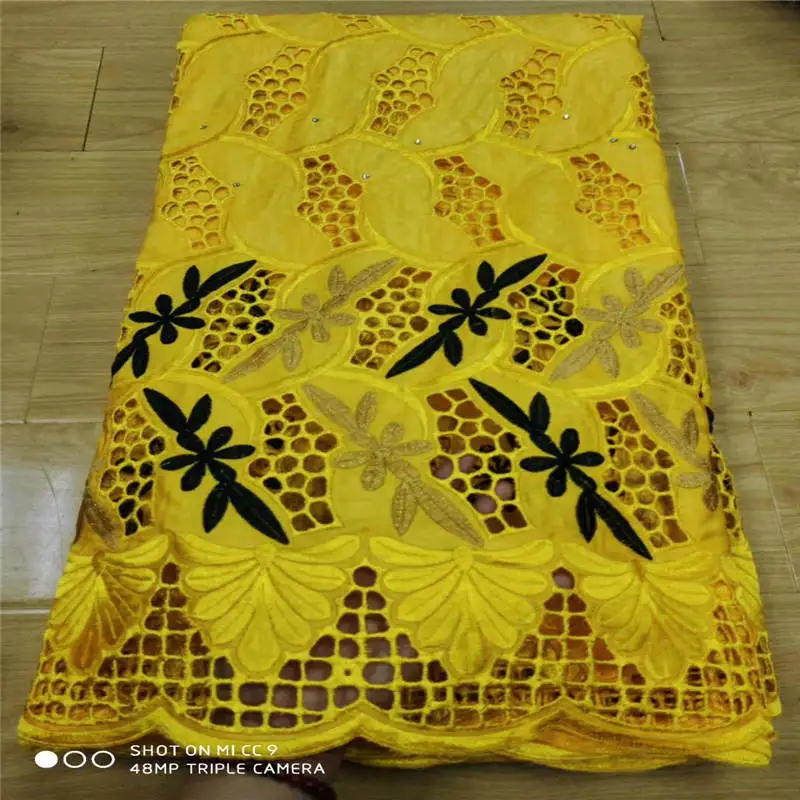

2020 African Bazin Riche With Embroidered Punch Cotton Lace Fabric High Quality 5 Yards African Net Lace Fabrics! 13F7226