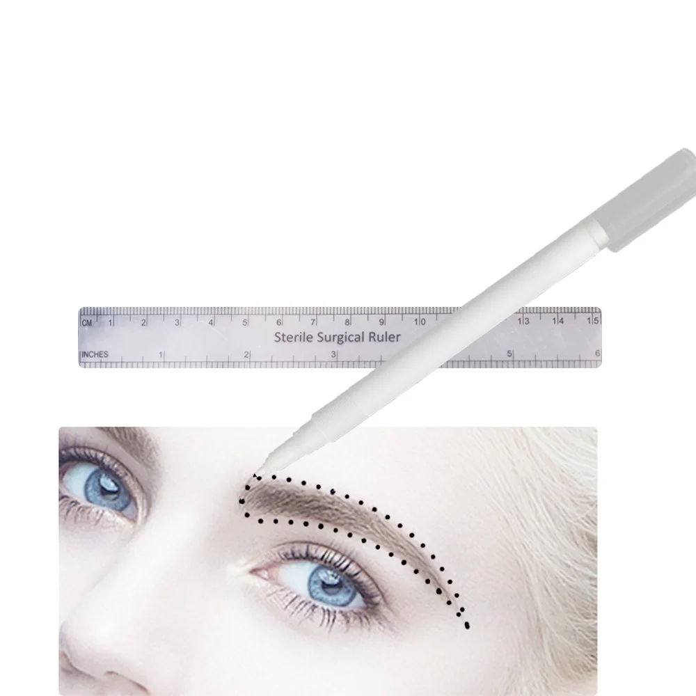 1PCS Marker Pens Surgical Skin Eyebrow Pen Tattoo With Measuring Ruler Microblading Positioning Tool | Красота и здоровье
