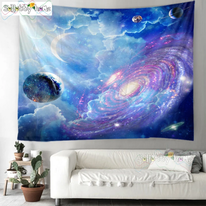 Вселенная гобелен настенный ковер Psychedelic Хиппи Ночь Луна Индия МАНДАЛА ГОБЕЛЕН