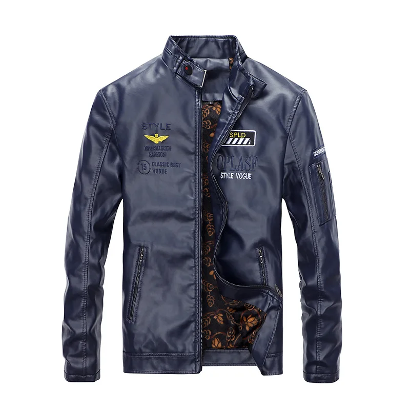 

2020 NEW Mens Leather Jackets Motorcycle Stand Collar Zipper Pockets Male Size PU Coats Biker Faux Leather Fashion Outerwear