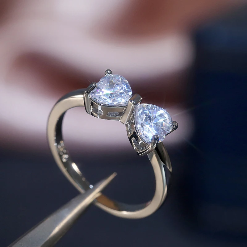 Новые белые Квадратные Кольца с бантом и кубическим цирконием для женщин простые