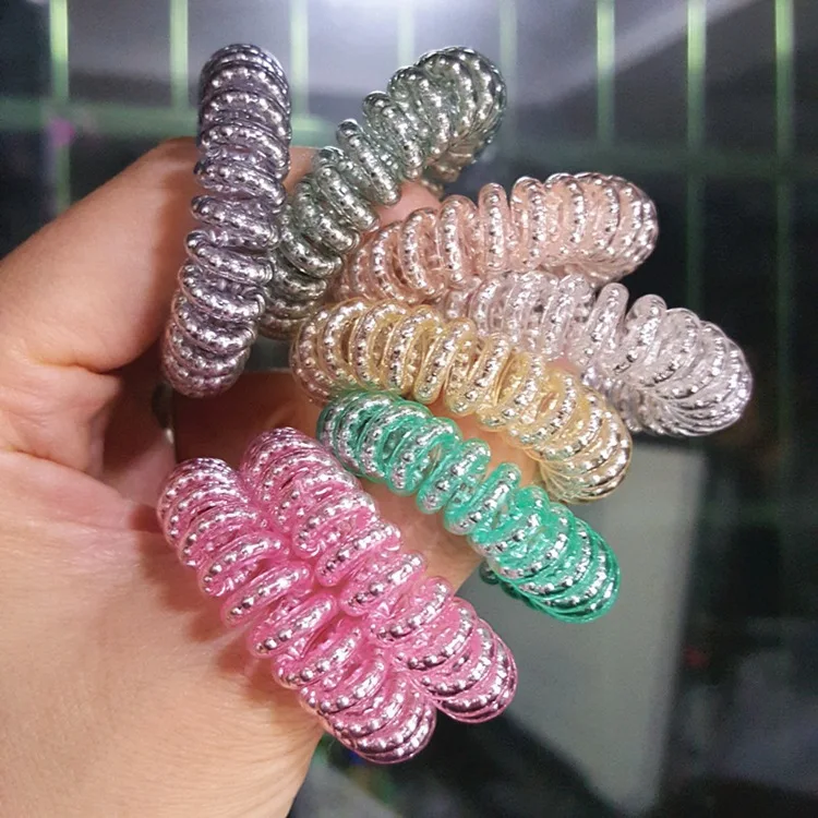 

Free shipping High Quality Transparent bead phone line hair ring head rope rubber band hair accessories female not hurt hair