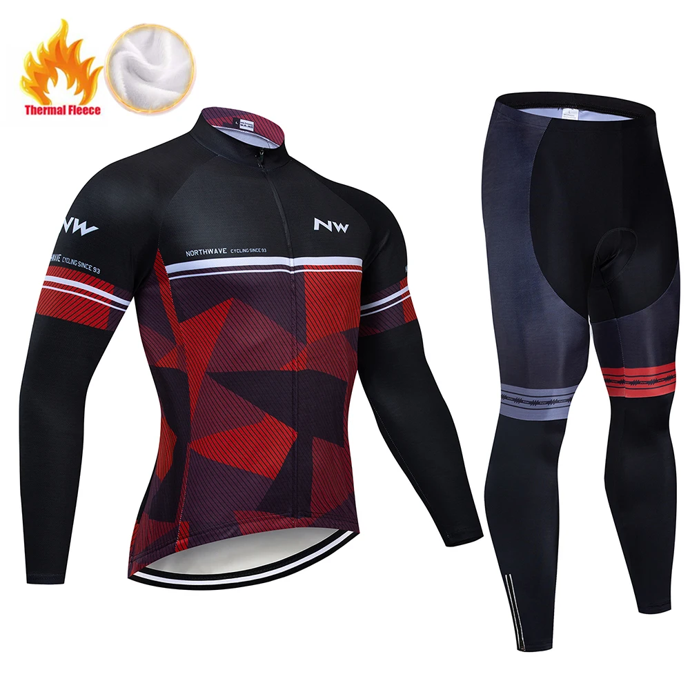 Long suit NW зимний термальный флис Велоспорт Джерси Набор Майо Ropa Ciclismo с длинным рукавом горный велосипед одежда сохраняет тепло велосипедная одежда - Цвет: Long suit