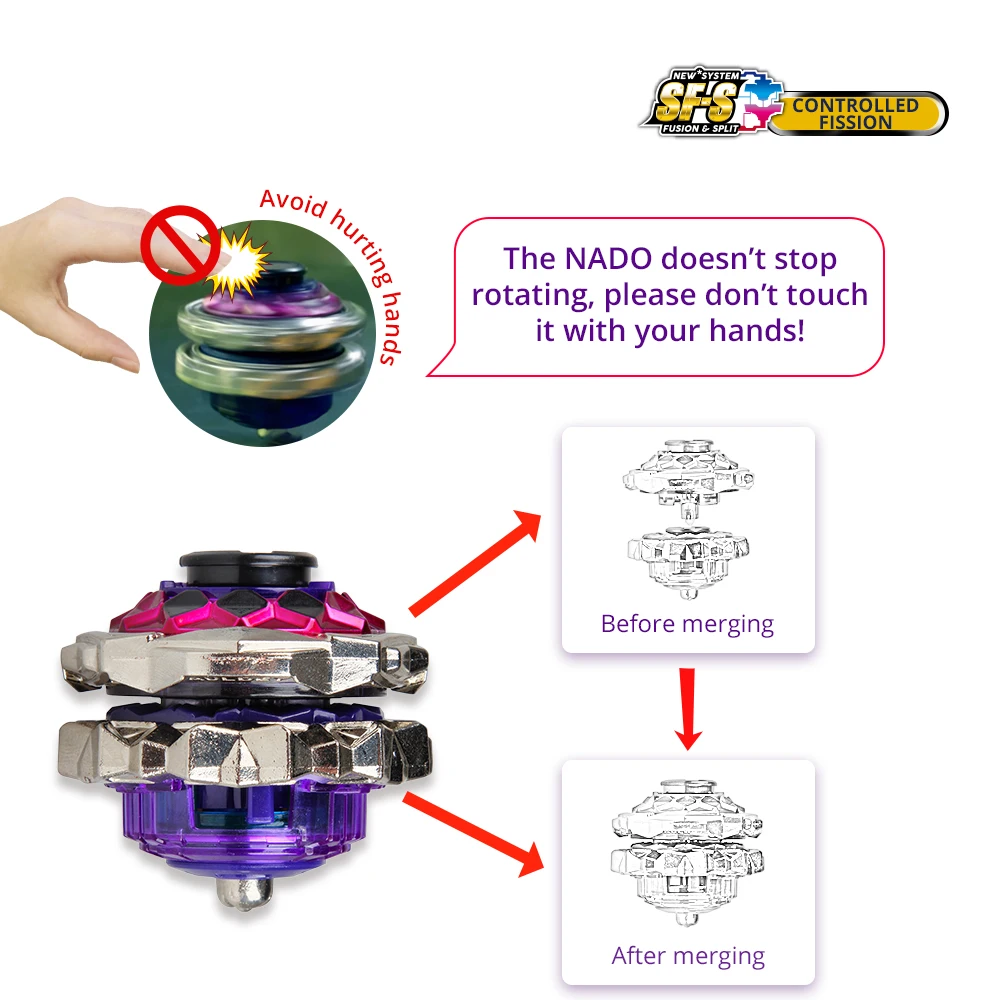 Juguete de Beyblade de la serie Infinity Nado 3 para ni&ntilde;os, transformable juguete de Metal, 2 en 1, giroscopio dividido, Batalla, giratorio, con lanzador-2