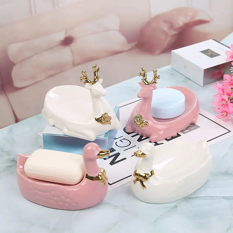 

Swan Creative Ceramics Soap Box Bathroom Soap Holder Dish Storage Plate Tray Bathroom Shower Supplies Bathroom Rack Soap Box