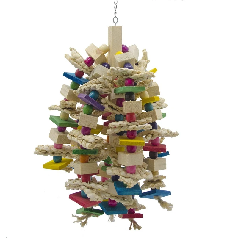 

Large Parrot Chewing Toy - Bird Parrot Blocks Knots Tearing Toy Bird Cage Bite Toy For African Grey Macaws Cockatoos