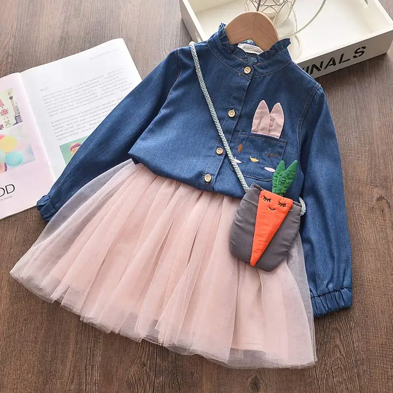 

Girls Dress 2021 Winter Geometric Pattern Long Sleeve Clothes Top Tutu Sweater Knitwear 2pcs Children's Sukienka Costume Kids