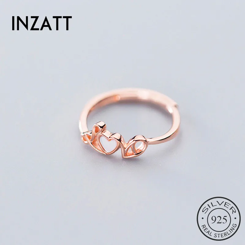 

INZATT Настоящее серебро 925 пробы в виде ракушки сердце регулируемое кольцо для модных женщин вечерние Изящные Ювелирные изделия милые минима...