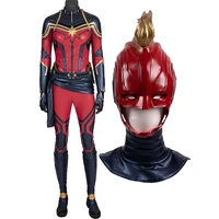adult women superheroine captain carol danvers suits cosplay costume outfit halloween party full props suit