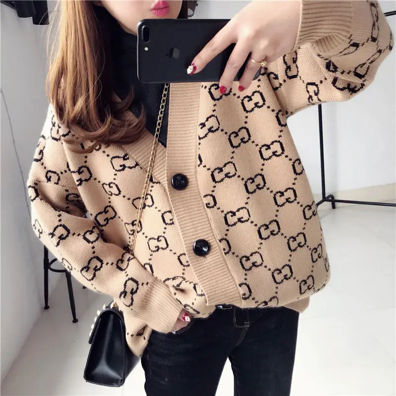 

Coat loose autumn winter large women's sweater knitted cardigan top