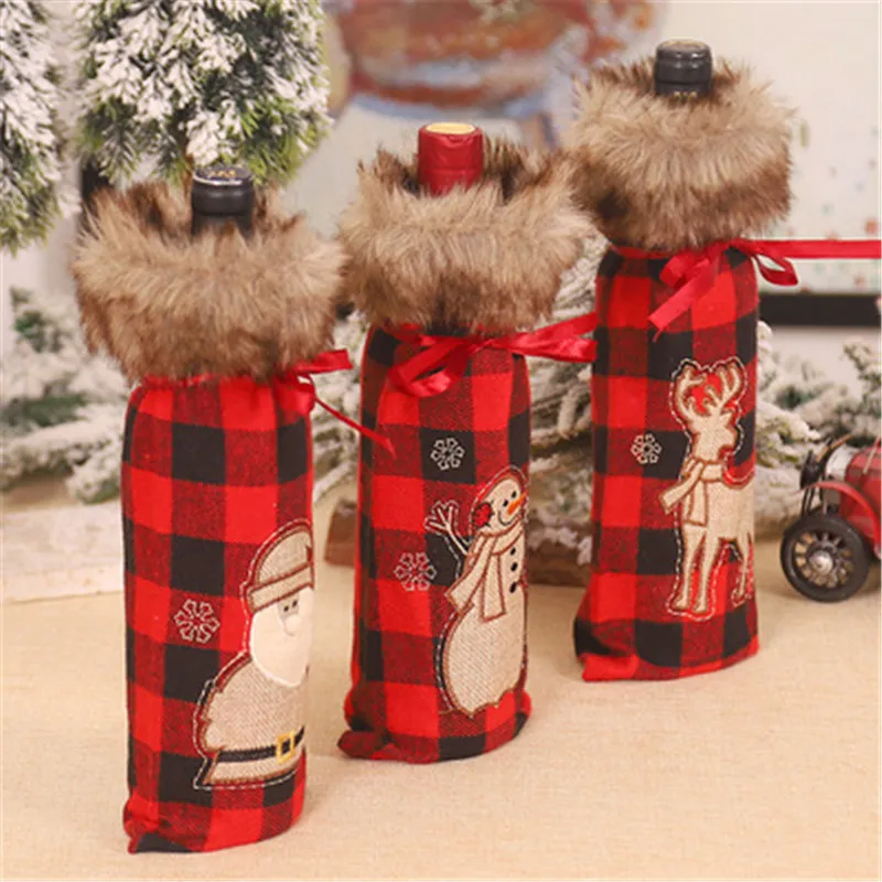 

2022 New Year Gift Santa Claus Wine Bottle Dust Cover Xmas Noel Christmas Decorations for Home Navidad 2021 Dinner Table Decor