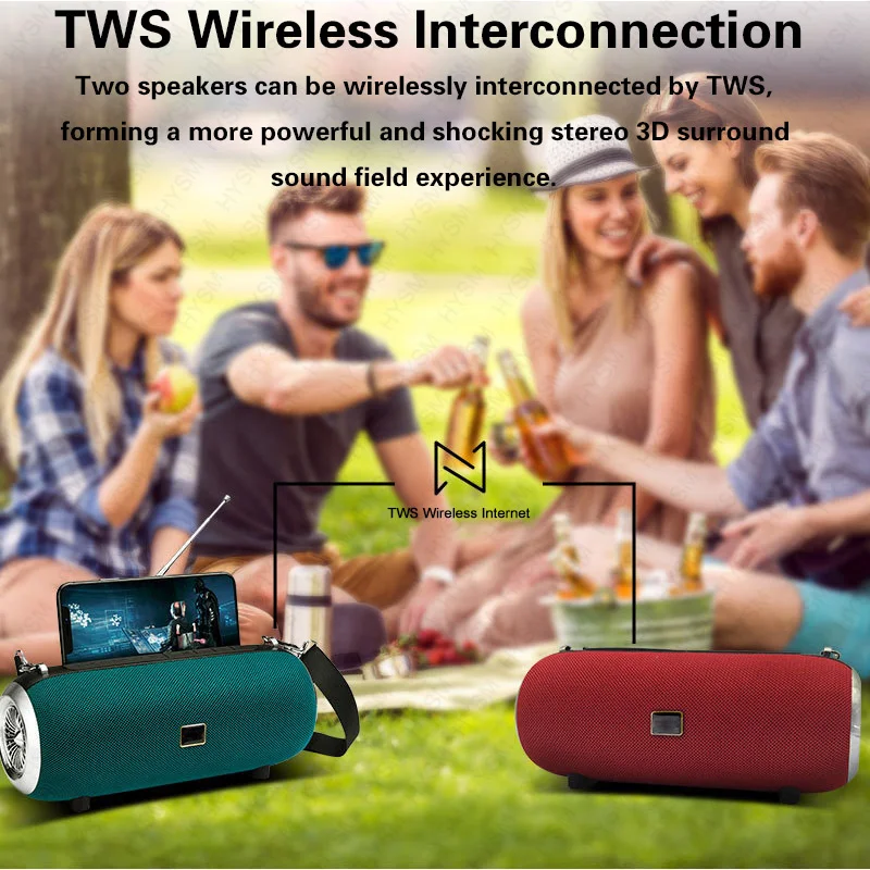 

Беспроводная Bluetooth-колонка с супер басами, водонепроницаемая портативная уличная мини-колонка, динамик, Спортивная Hifi Бумбокс, стерео, Fm-саб...