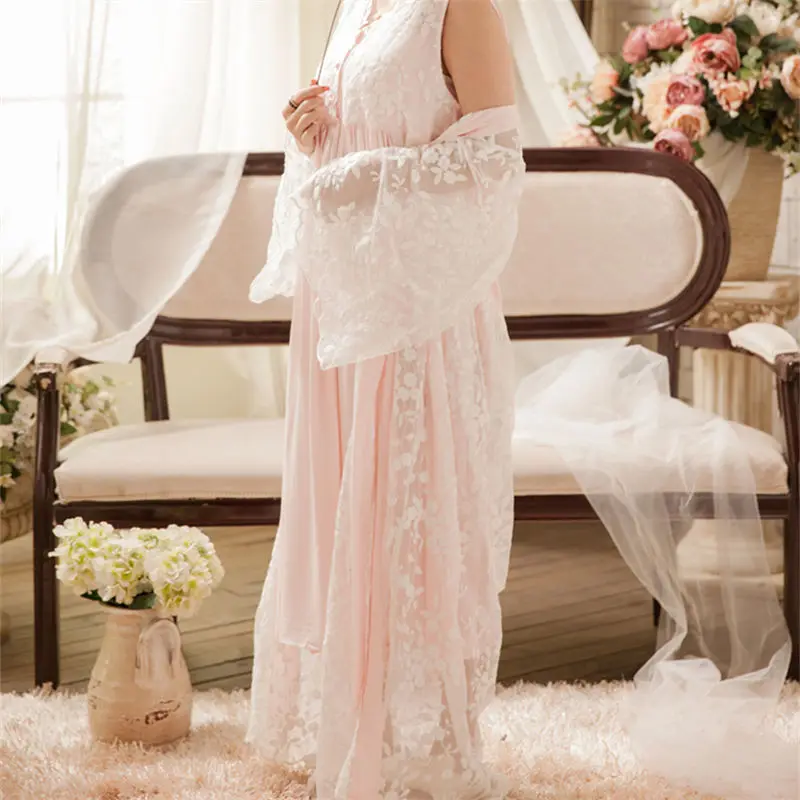 2020 халат комплект из 2 предметов одежда для сна винтажный кружевная ночная