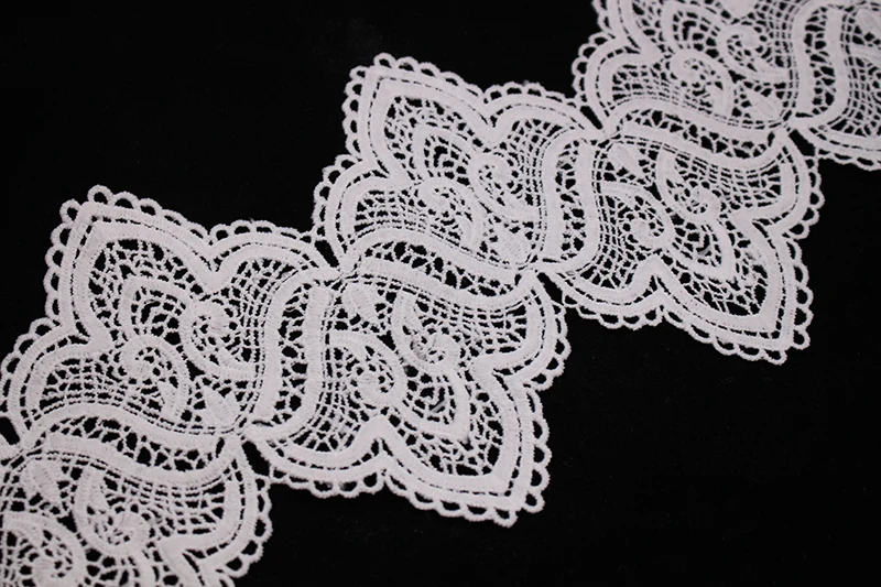 1 ярд белая Цветочная вышитая ткань из микрофибры кружевная отделка лента ручной