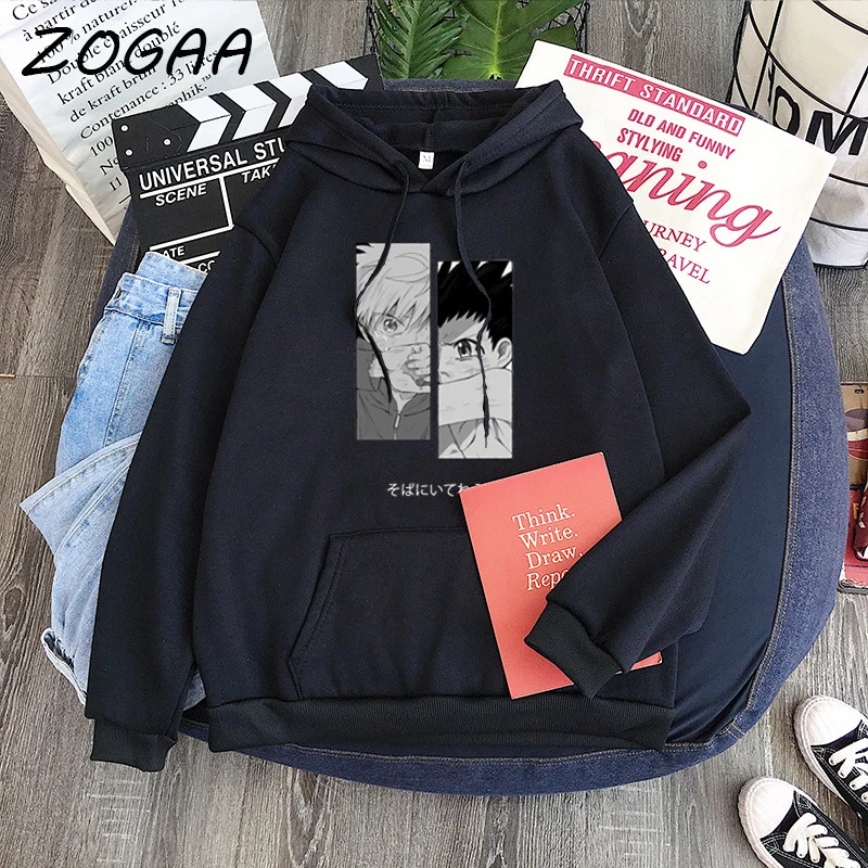 

Толстовка мужская с капюшоном ZOGAA, Модный свитшот с аниме принтом в стиле Харадзюку, худи для студентов, Простой повседневный свитшот, уличн...