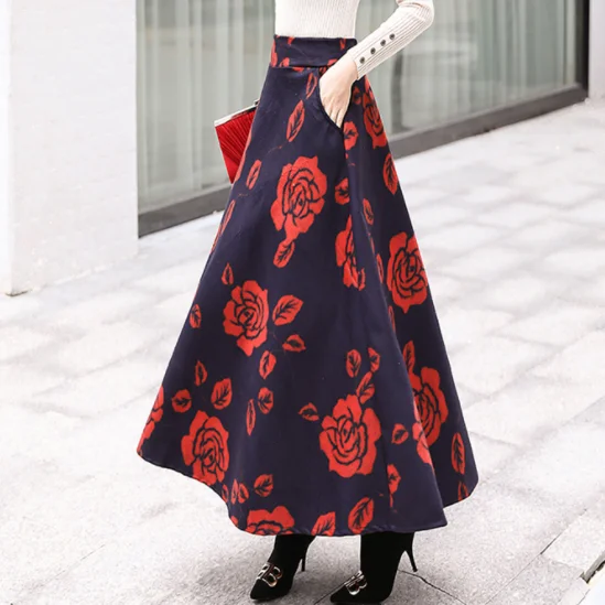 Осенне зимняя шерстяная длинная юбка макси для женщин модная женская 2019